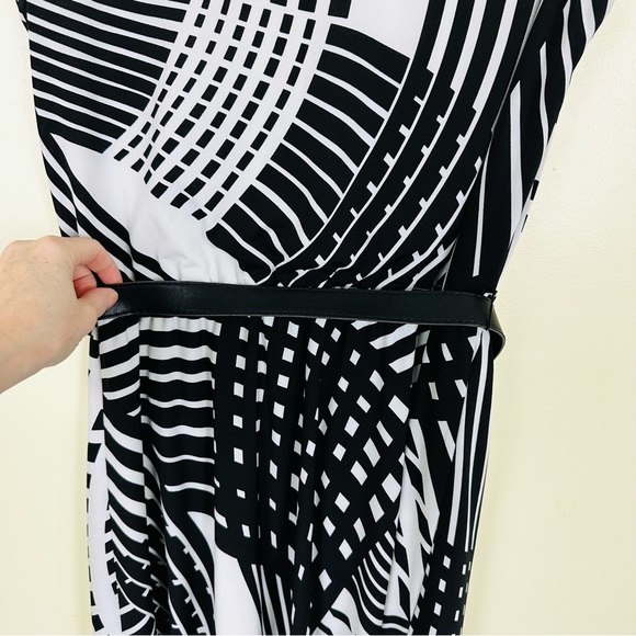 CHETTA B Women’s Geometric Print Mini to Midi Sleeveless Belted Dress, Size 8 - Picture 11 of 12